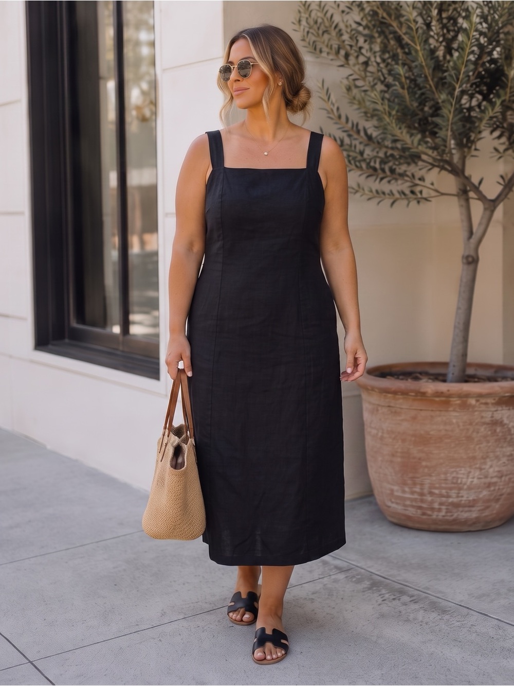 OLD NAVY Linen Midi Sheath Dress